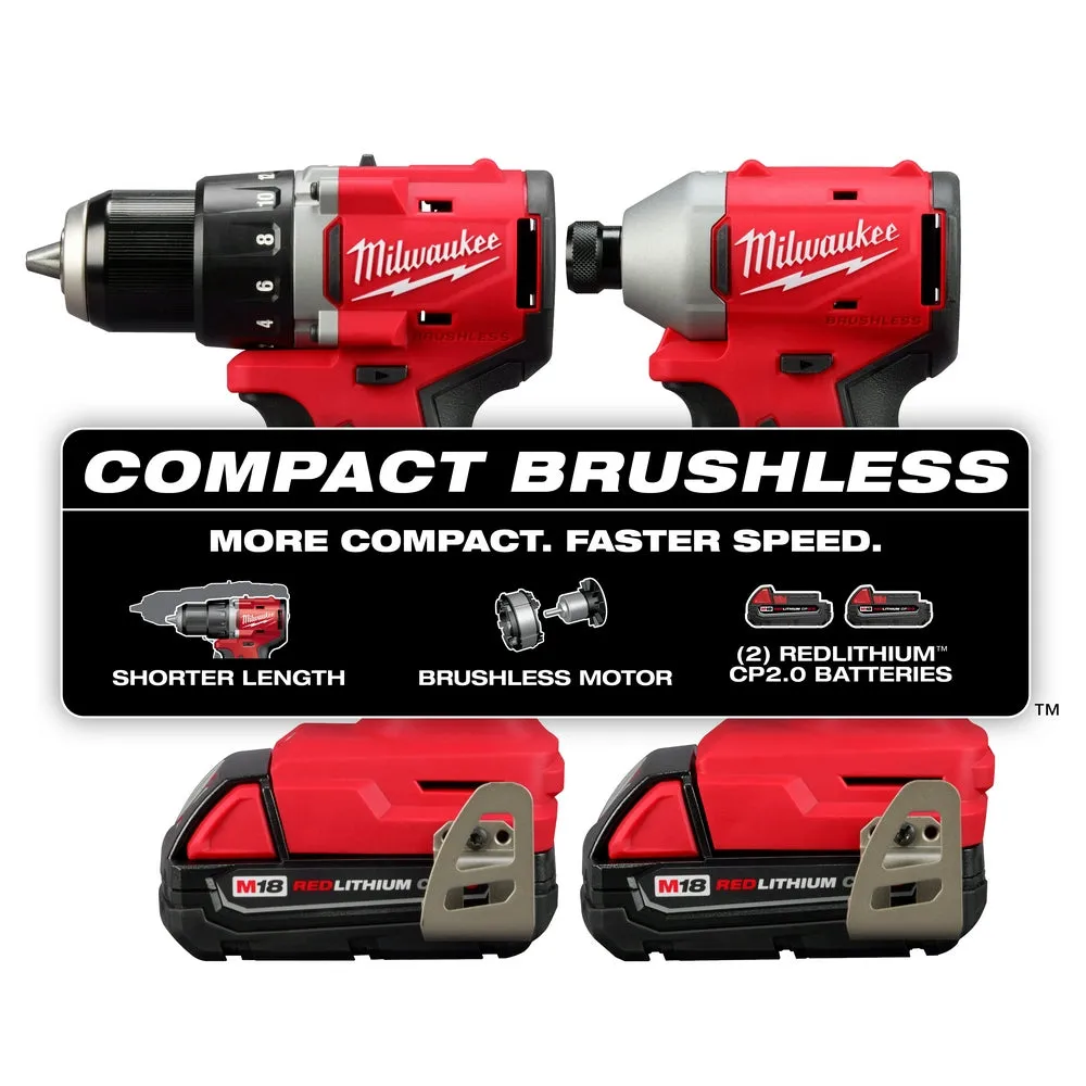 Milwaukee 3692-22CTGR M18 18V Compact Brushless 2-Tool Combo Kit w/ M18 Grinder