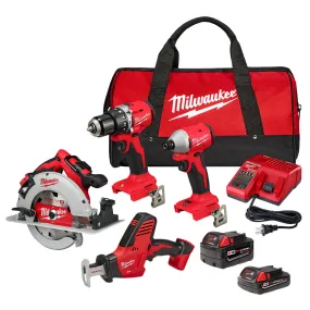 Milwaukee 3693-24CX M18 18V 4 Cordless Tool Combo Kit w/ Battery