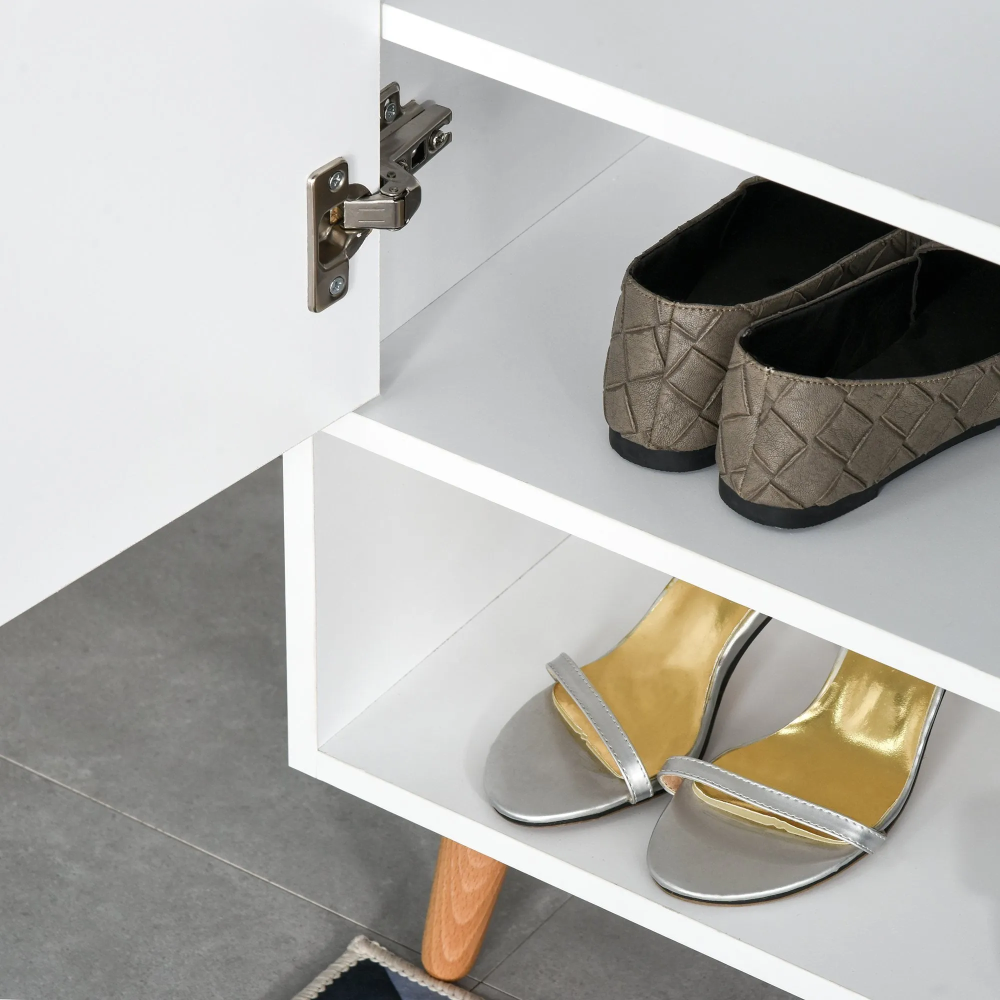 Modern Shoe Cabinet Storage Organizer with Doors and Shelves for Hallway & Entryway