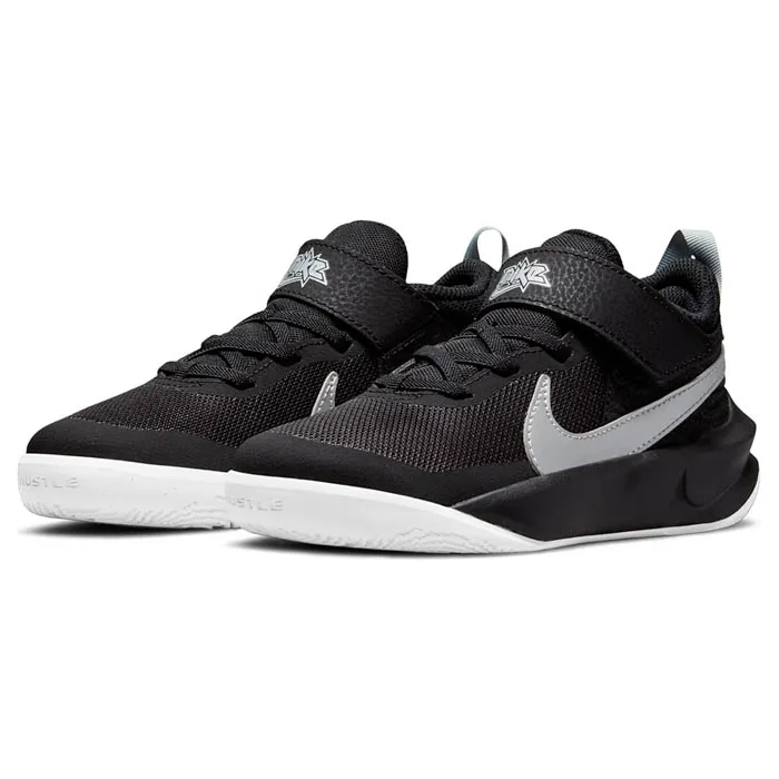 Nike Kid's Team Hustle D 10 Shoes - Black / Metallic Silver / Volt / White