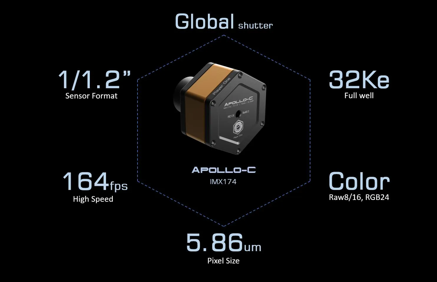 Player One Astronomy Apollo-C (IMX174)USB3.0 Color Camera