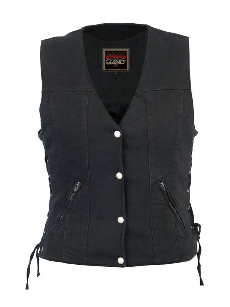 RC906BK Women's Single Back Panel Concealed Carry Denim Vest