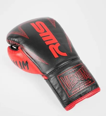 RWS X VENUM OFFICAL MUAY THAI BOXING GLOVES 10 WITH LACES 10 OZ Black