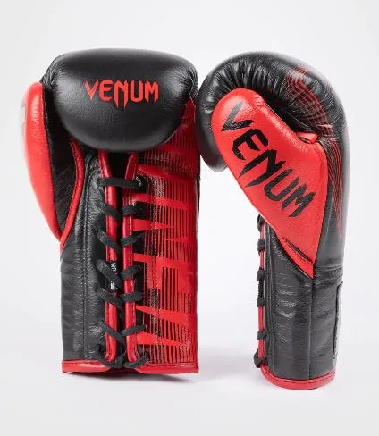 RWS X VENUM OFFICAL MUAY THAI BOXING GLOVES 10 WITH LACES 10 OZ Black