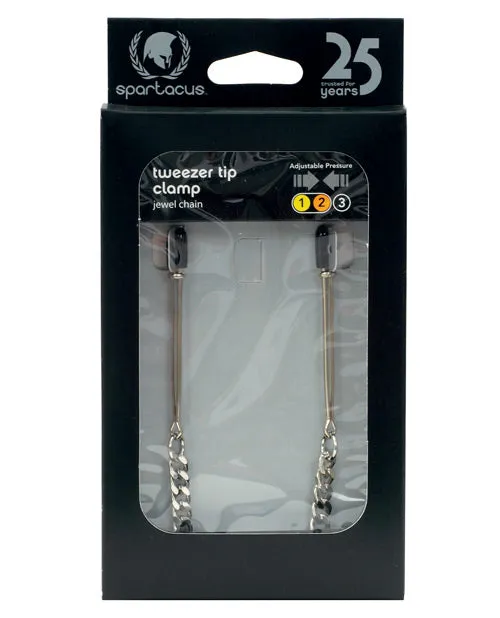 Spartacus Adjustable Tweezer Nipple Clamps W/jewel Chain