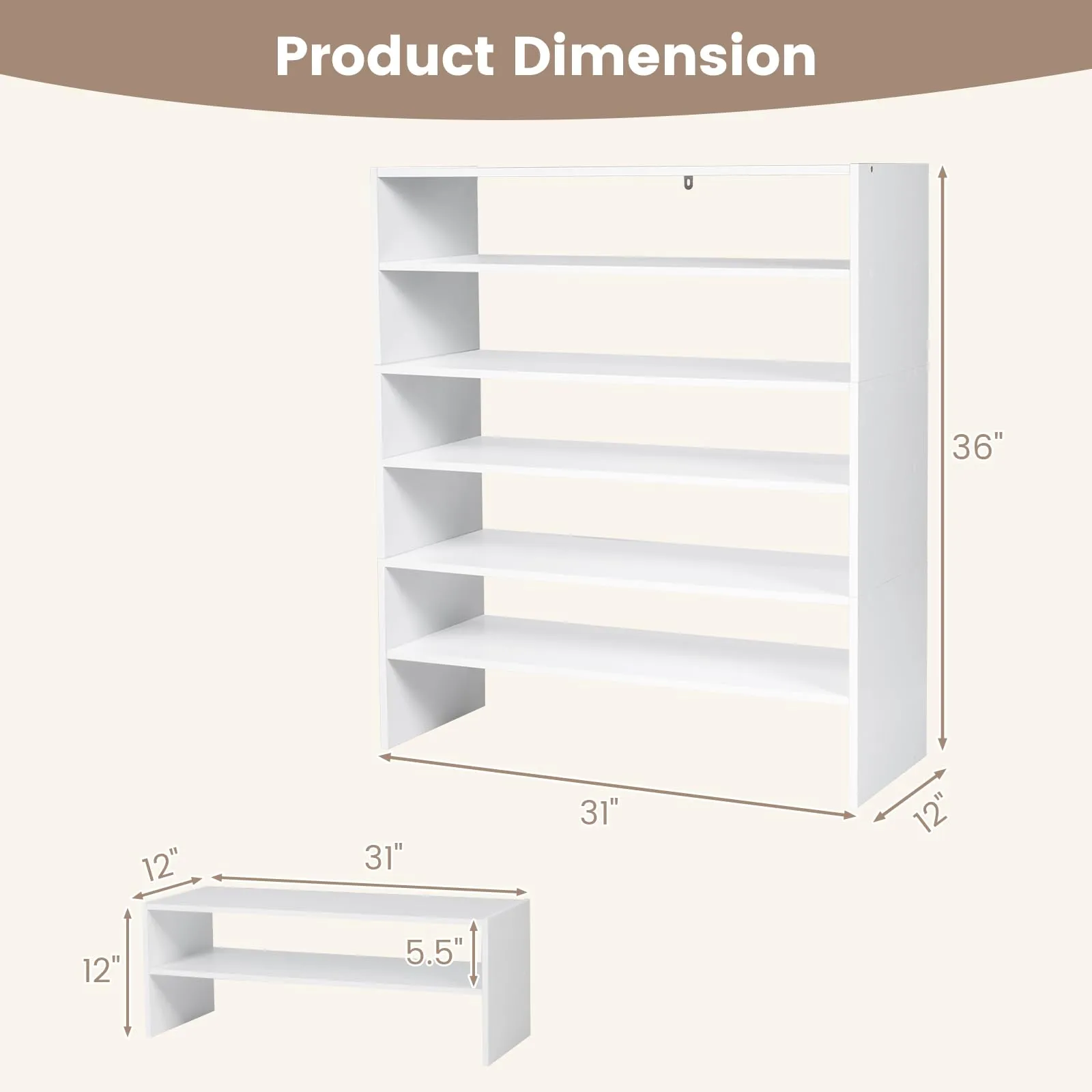 Tangkula 3-in-1 Vertical Shoe Rack