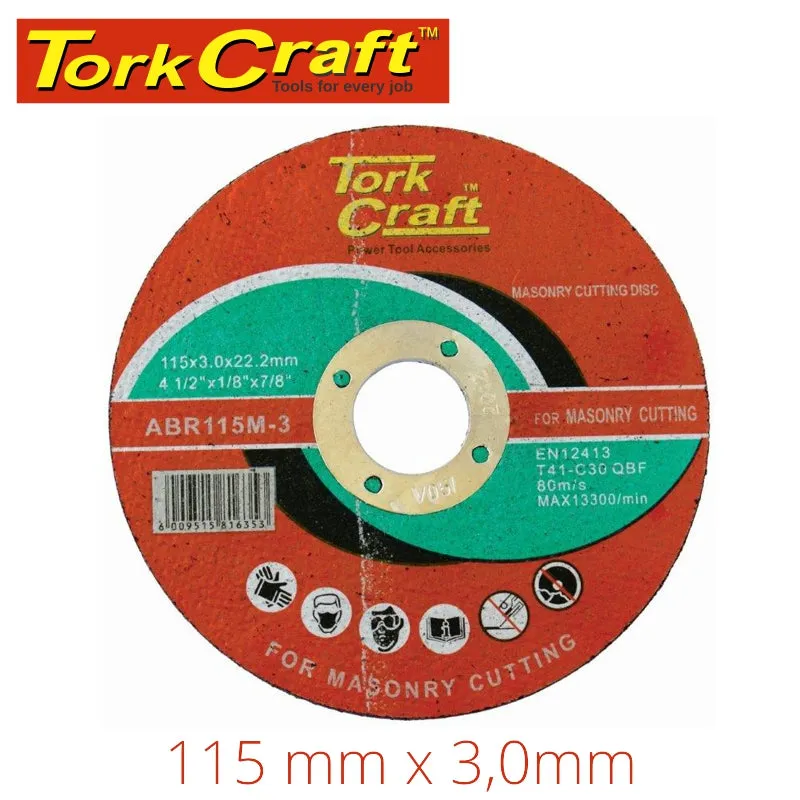 TORK CRAFT CUTTING DISC MASONRY 115 x 3.0 x 22.22MM ABR115M-3