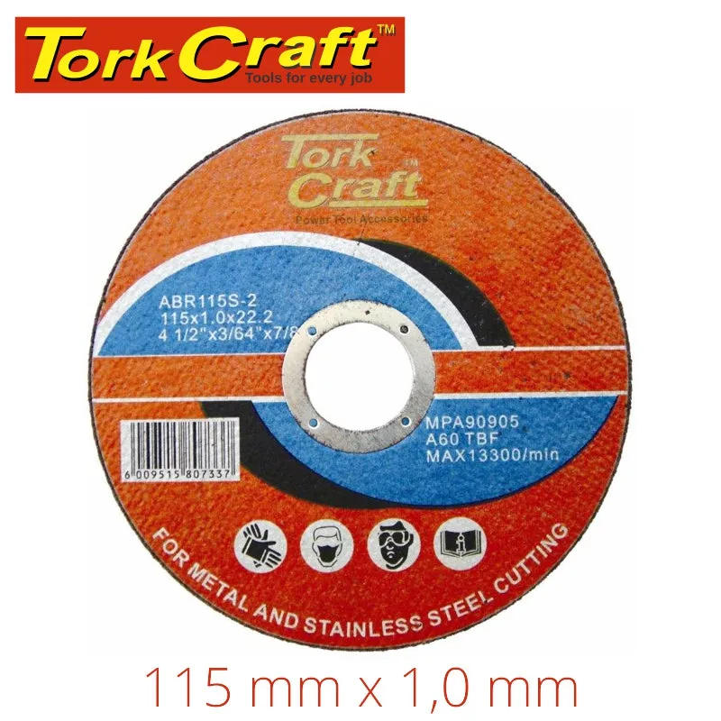 TORK CRAFT CUTTING DISC STEEL  & SS 115 x 1.0 x 22.2 MM ABR115S-2