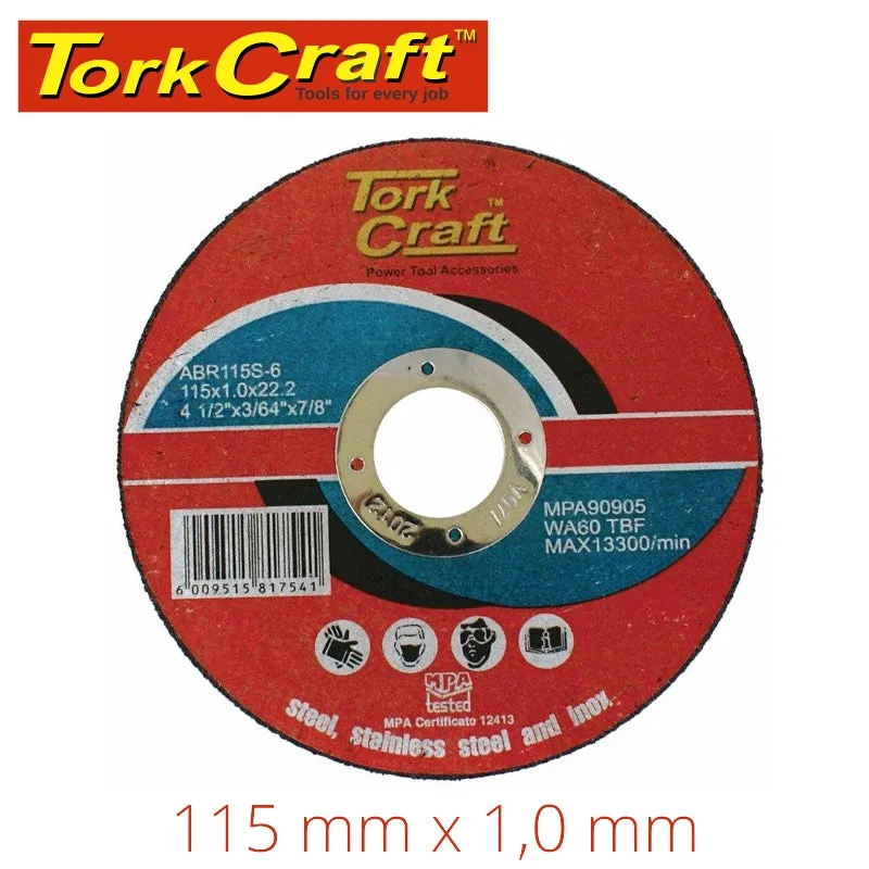 TORK CRAFT CUTTING DISC STEEL & SS 115 x 1.0 x 22.2 MM ABR115S-6