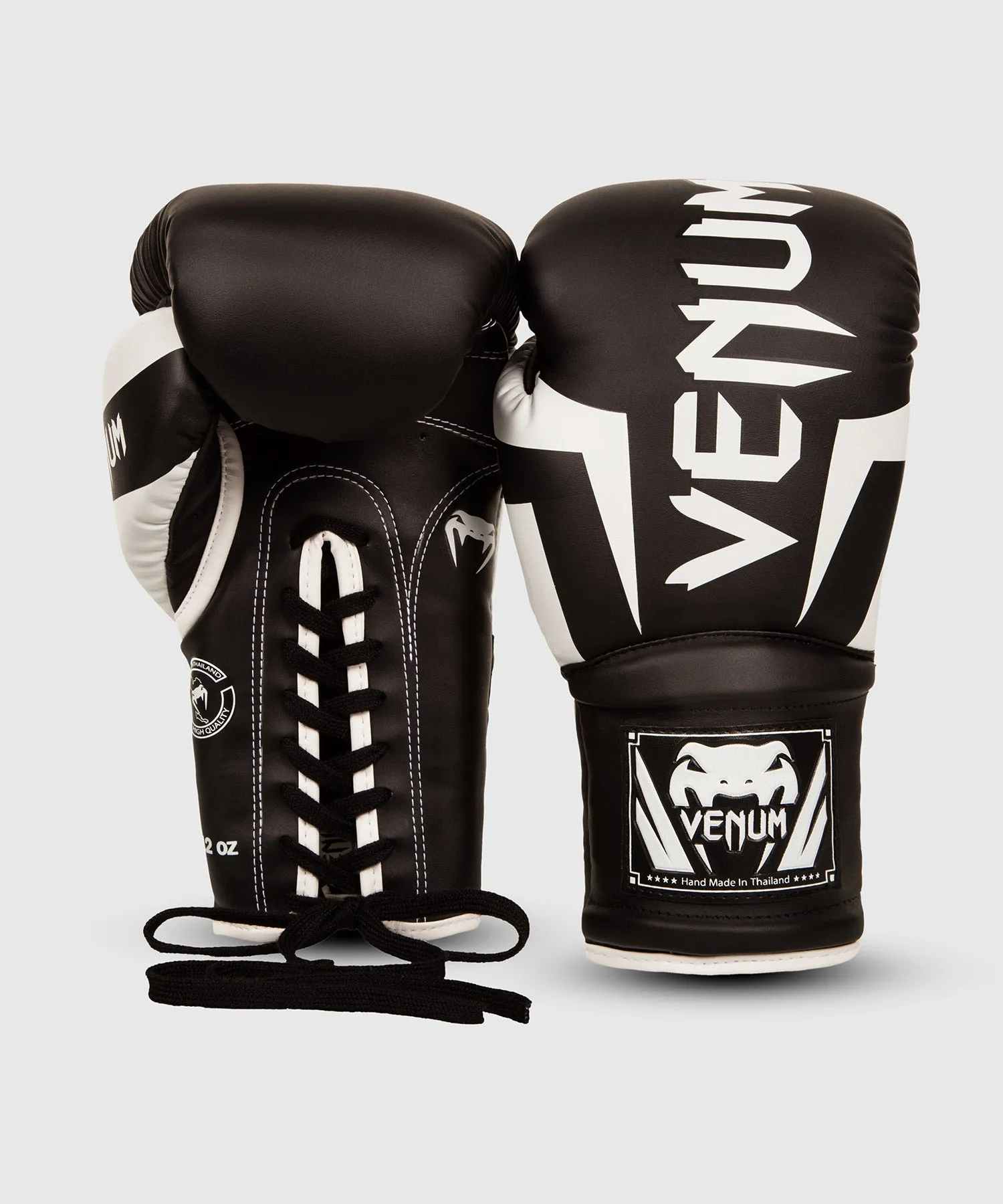 Venum Elite Boxing Gloves - with Laces - Black/White