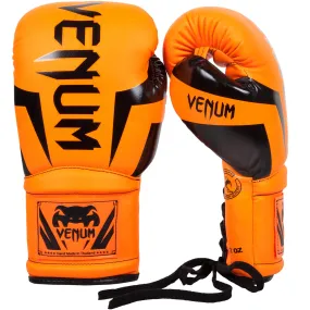 Venum Elite Boxing Gloves with laces - Neo Orange