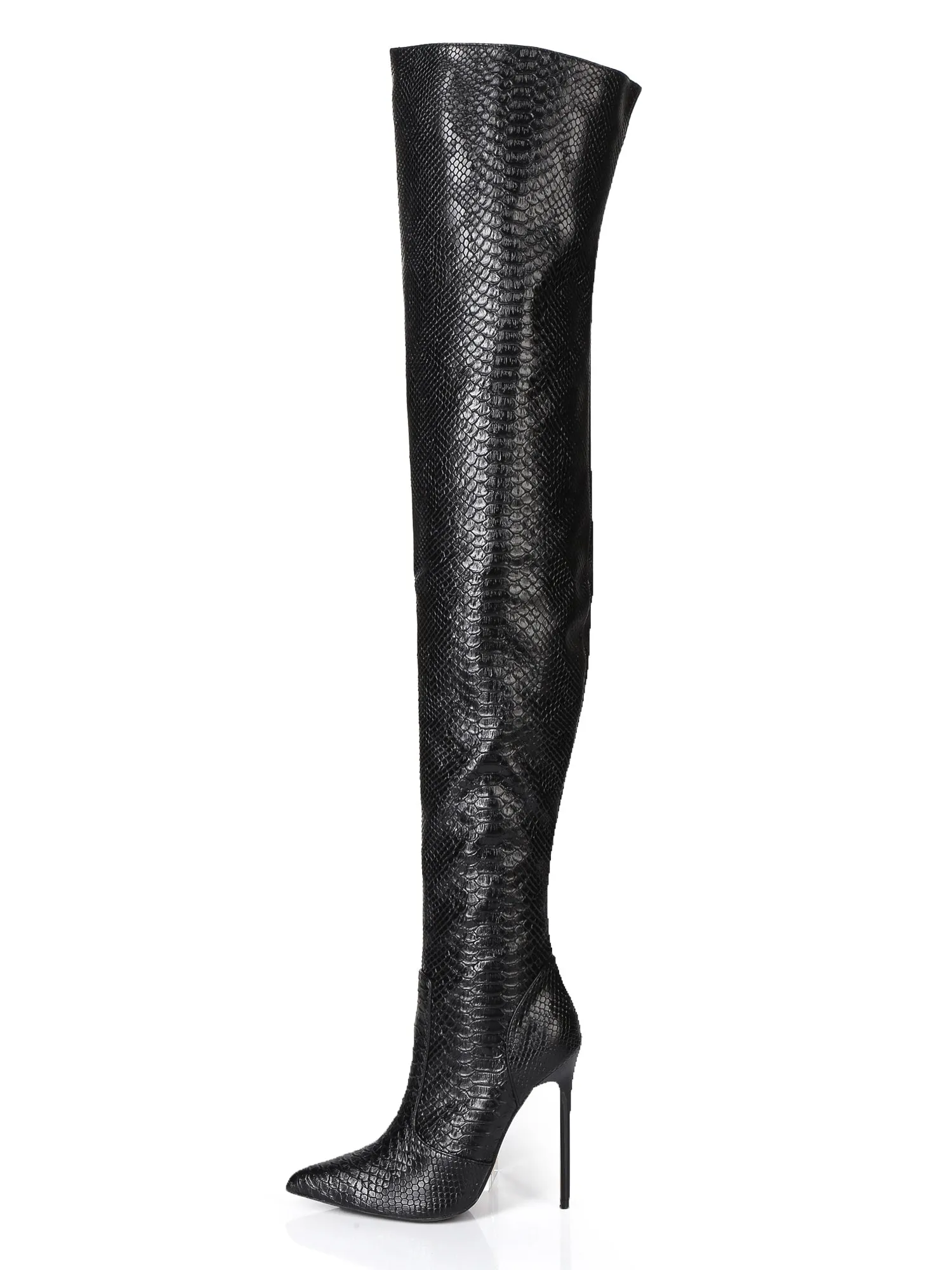 Zazu Black Snake Thigh Boots